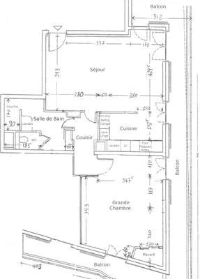 Plan Appartement T2 Large meublé